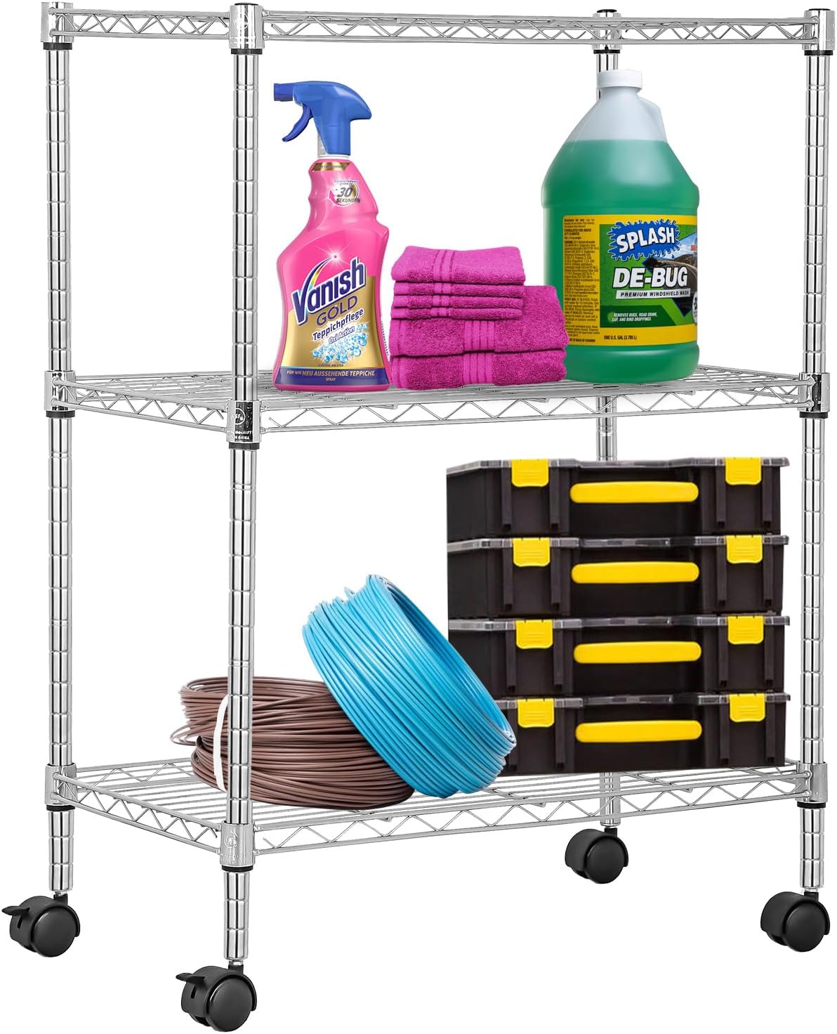 3-Tier Wire Shelf with Wheels for Heavy-Duty Storage Needs