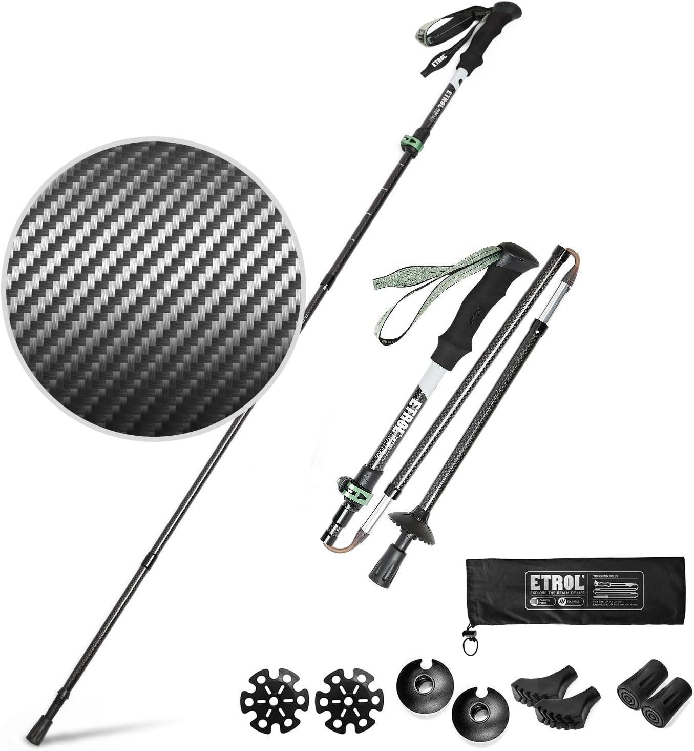 Ultra Light Carbon Fiber Trekking Poles: Foldable & Durable