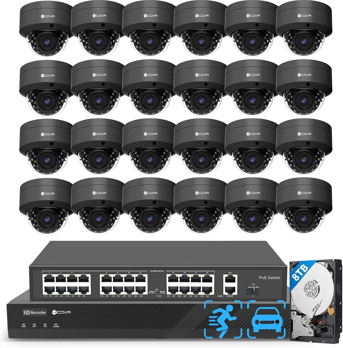 Advanced 32CH AI Security System w/ 5MP Cameras
