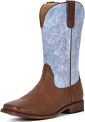 IUV Cowboy Boots For Women Square Toe Mid Calf - Retro-Modern Style in