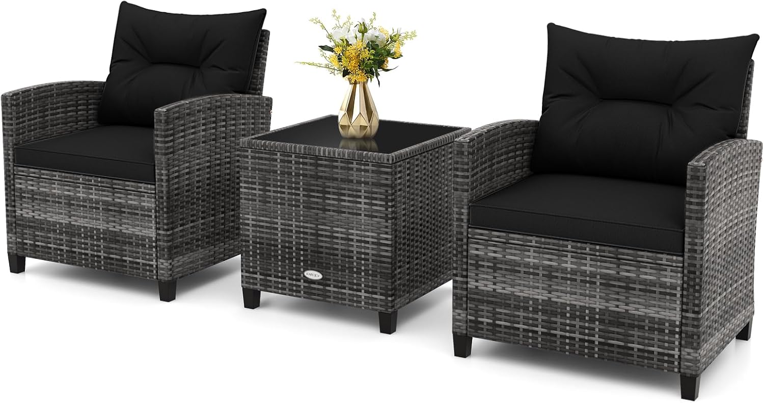 Relax4Life 3 Piece Patio Furniture Set for Outdoor Comfort