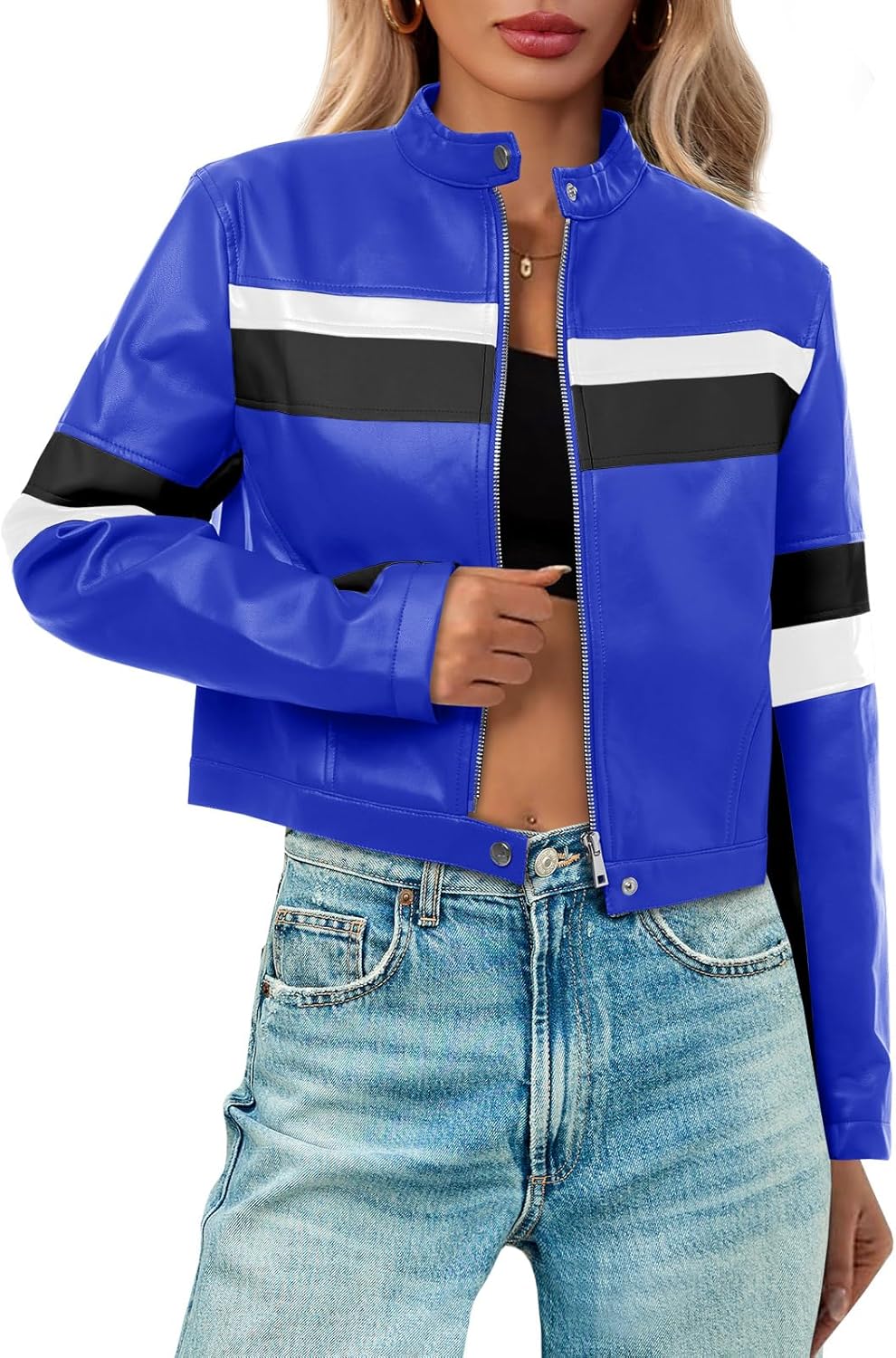 Stylish Womens Cropped Moto Biker Jacket for Modern Looks