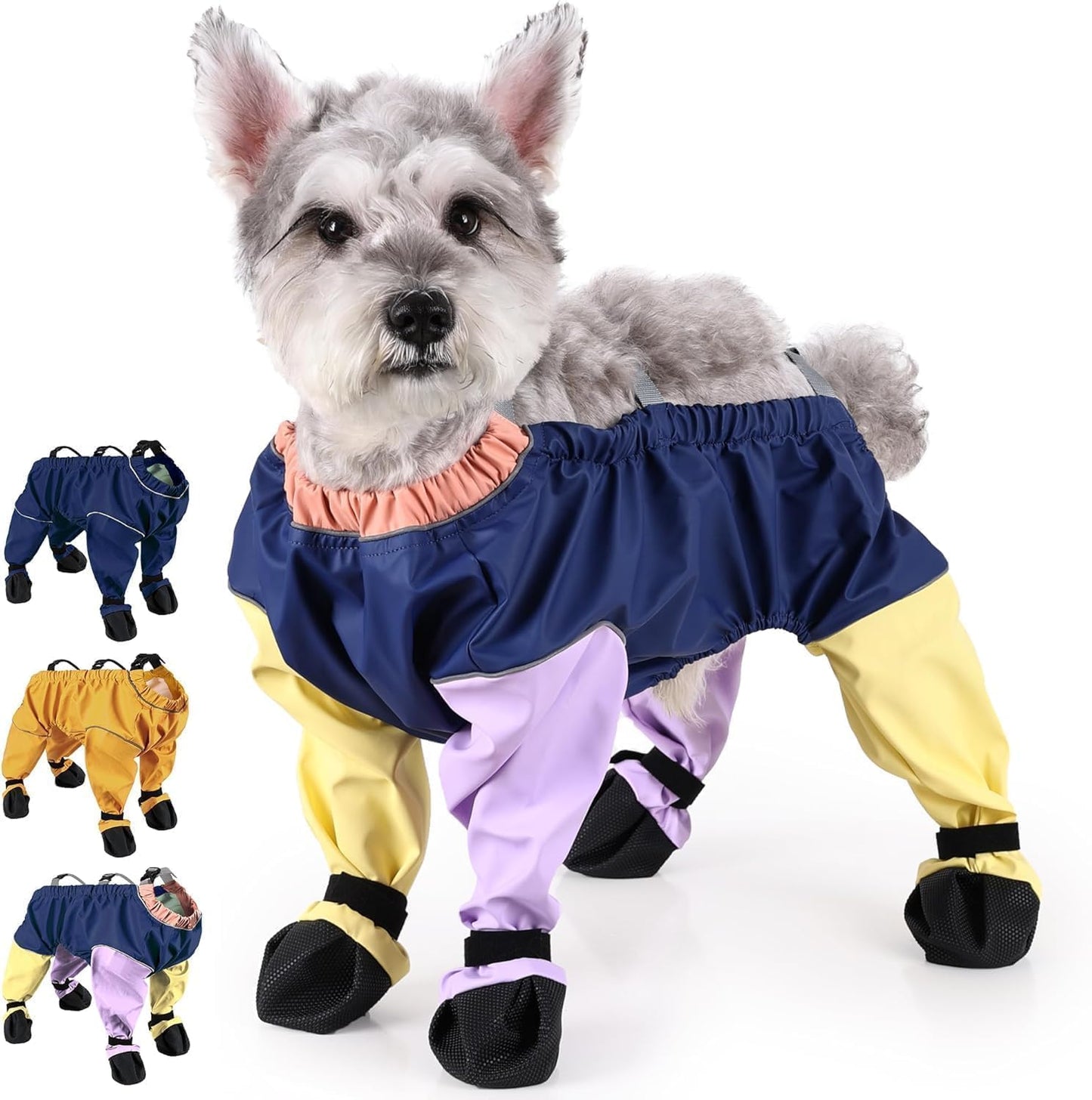 Waterproof Dog Booties with Suspenders for Small Medium Dogs