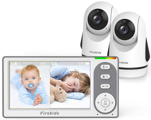 Split-Screen Baby Monitor with 2 Cameras for Peace of Mind