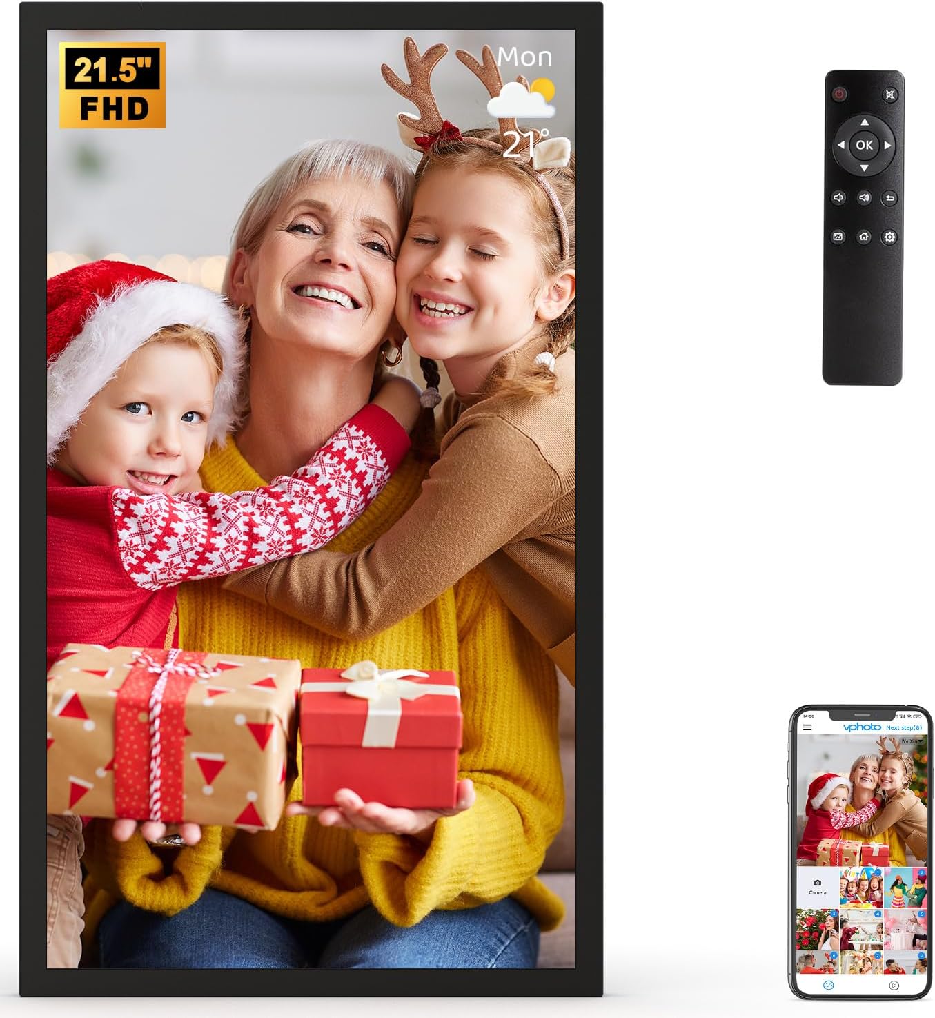 Large Digital Picture Frame 21.5-inch with WiFi and Storage