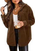 Womens Corduroy Shackets Jacket Plus Size Button Down - Long Sleeve