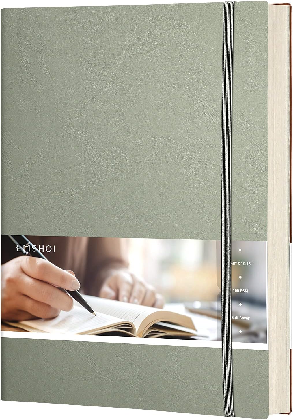 Premium EMSHOI Leather Journal: 204 Numbered Pages, 100gsm Paper, Free Sticky Notes