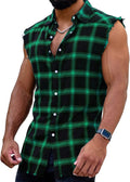 Men's Sleeveless Flannel Plaid Shirts for Casual Summer Style