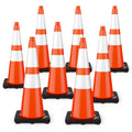 BATTIFE 28 in Traffic Cones 8 Pack - Weighted, Reflective Safety Cones