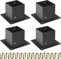 44 Post Base 4 Pcs Deck Post Brackets for 4x4 Posts - Heavy Steel
