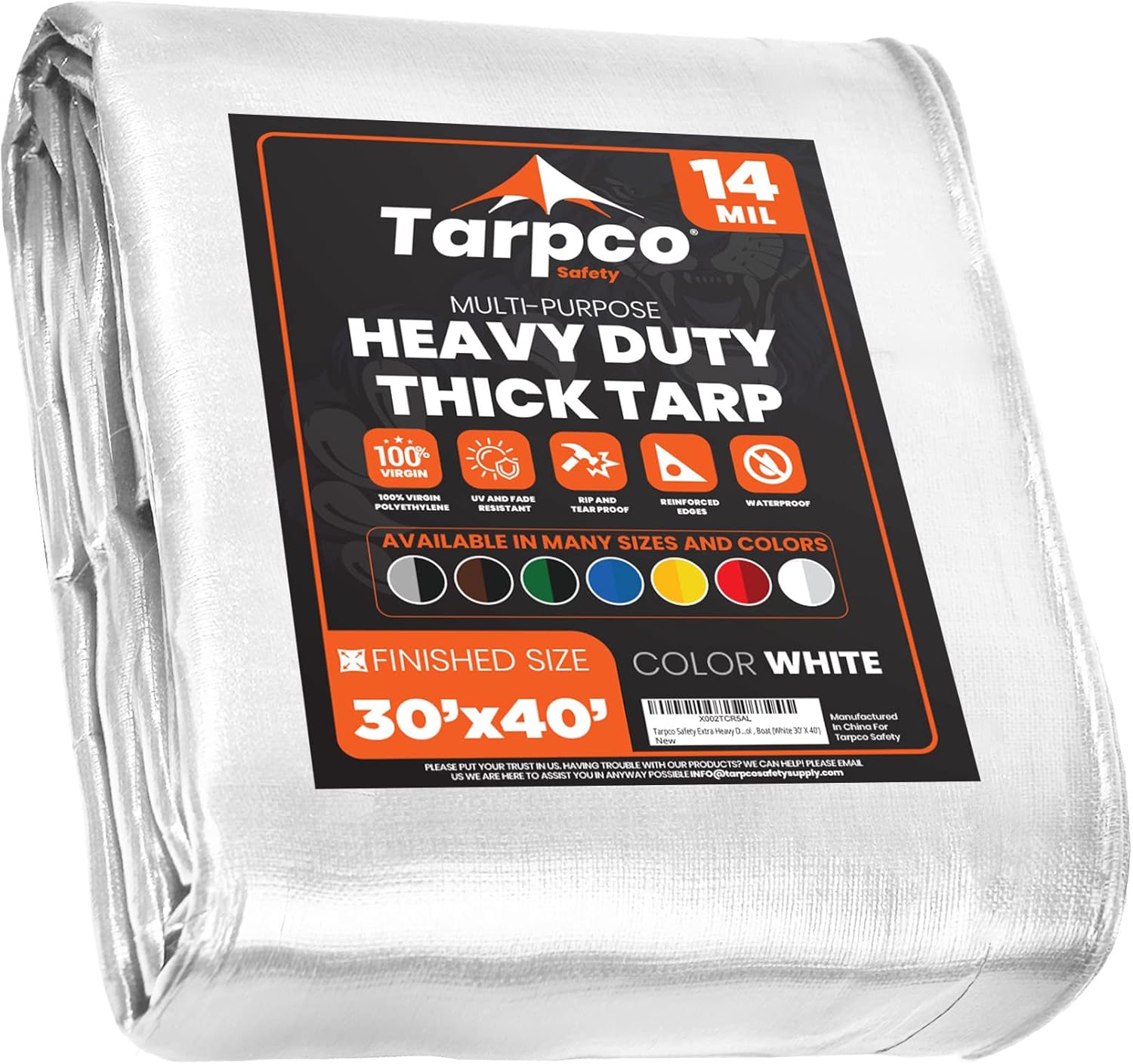 Tarpco Safety Extra Heavy Duty 14 Mil Tarp Cover for All Needs