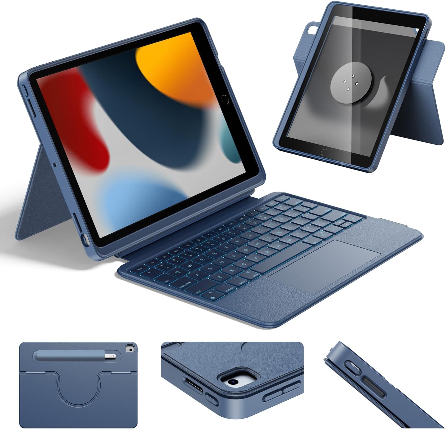 HOU Combo Keyboard Case for iPad 9th Gen with Trackpad & Backlight