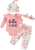Cute Ruffle Romper & Floral Pants Set for Newborn Girl