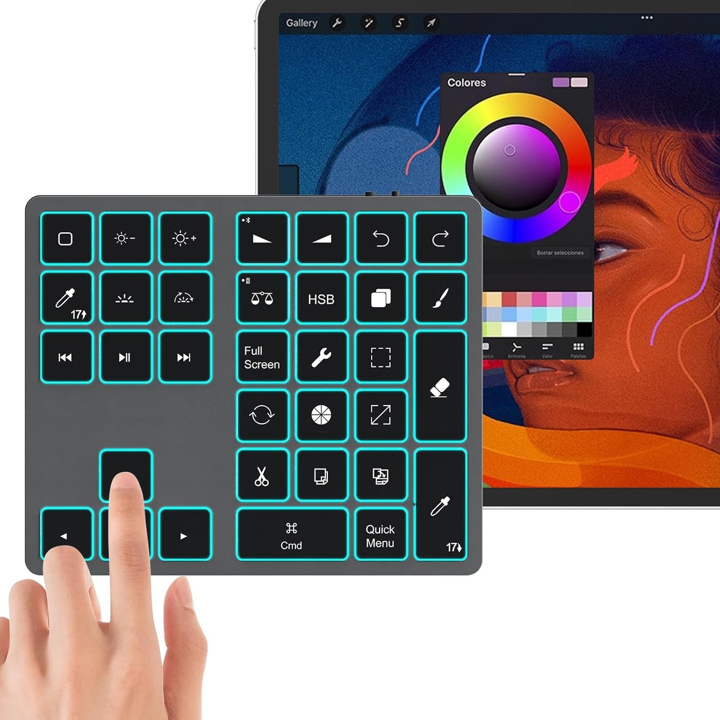 Doohoeek Backlit Bluetooth Keypad for iPad Procreate Shortcuts