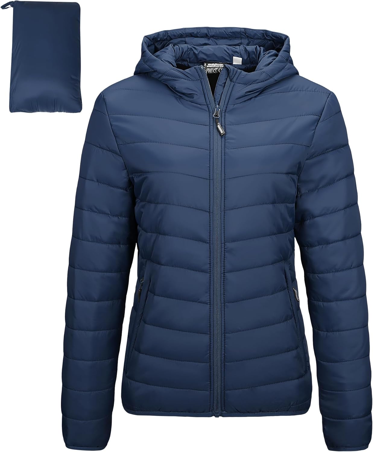 Outdoor Ventures Women's Packable Lightweight Full-Zip Puffer Jacket