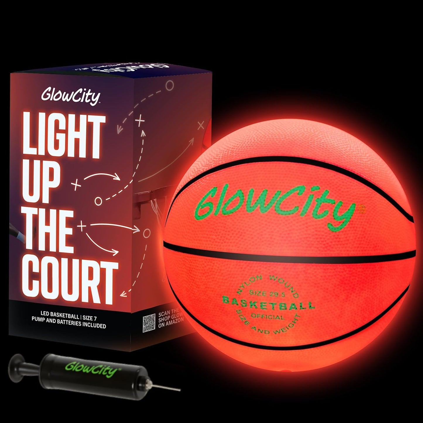 Glow in The Dark Basketball for Kids, Teens & Adults - Red Glow