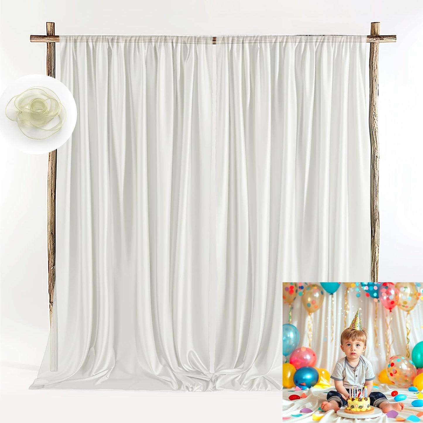 Satin Wedding Backdrop Drapes - Elegant Decor