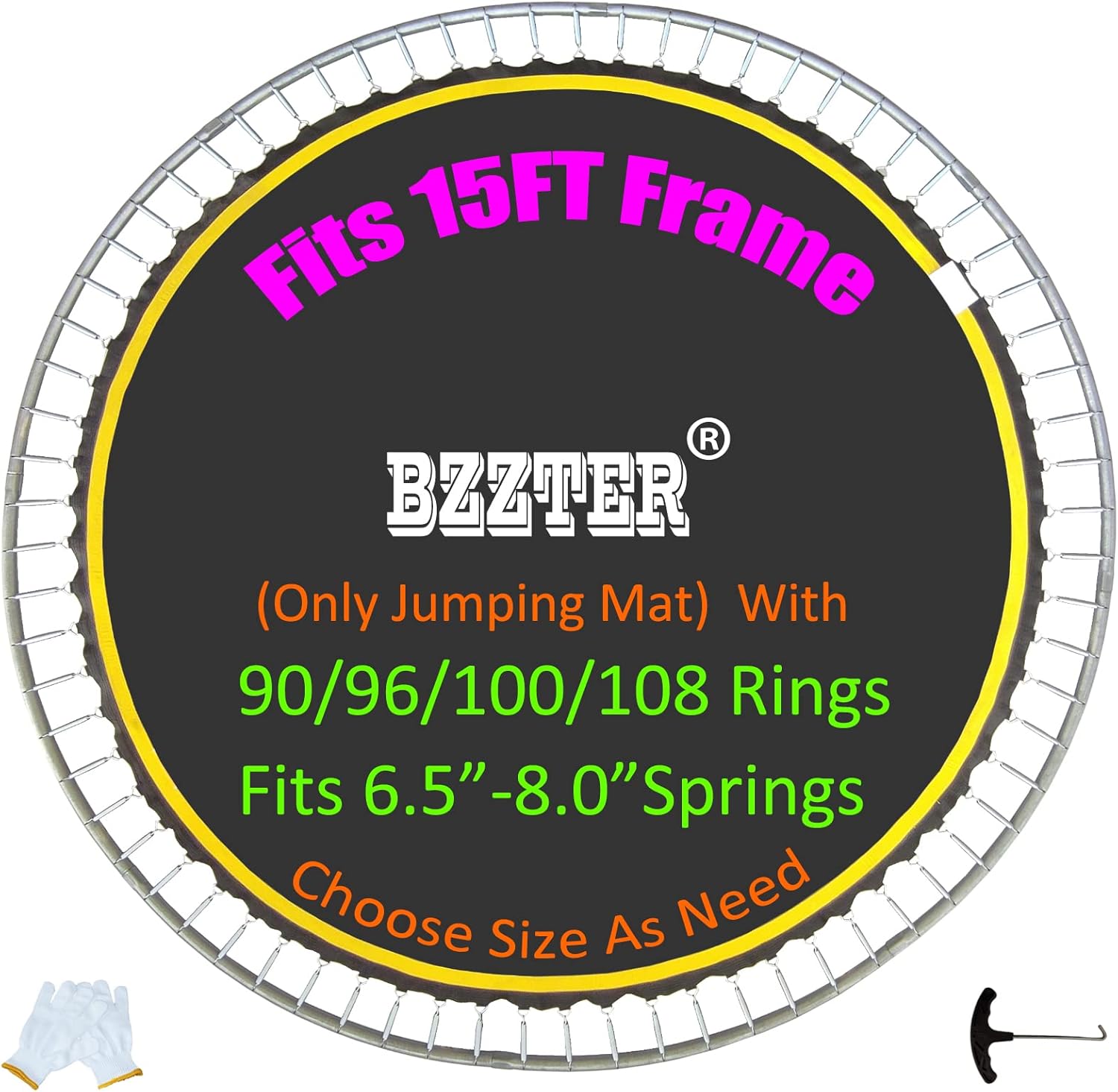 Trampoline Replacement Mat for 15ft Round Frame with Rings