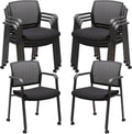 Mesh Back Guest Reception Arm Chairs with Wheels - Stackable Comfort