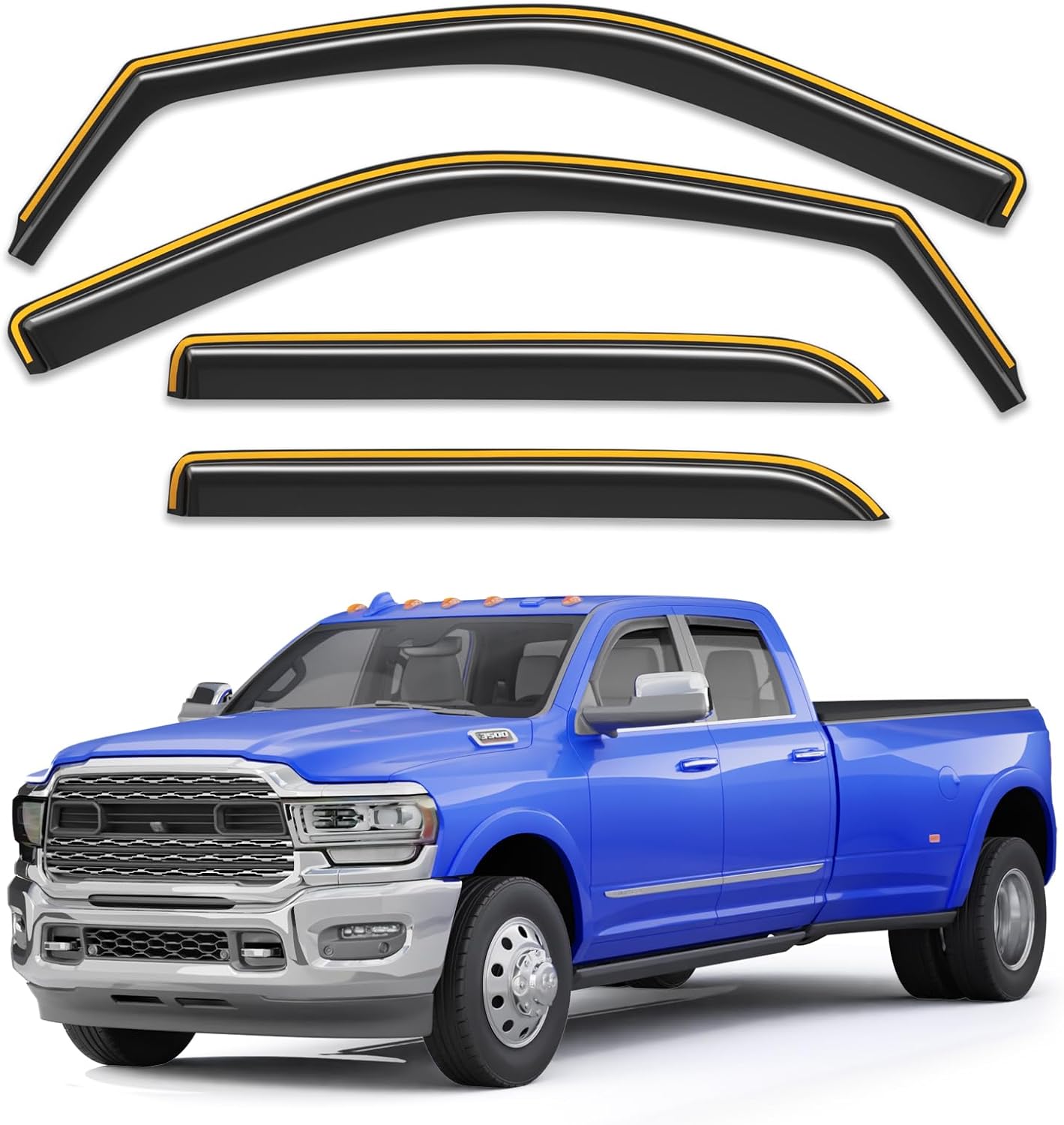 In-Channel Rain Guards for Dodge RAM 2500 3500 Crew Cab 2019-2025