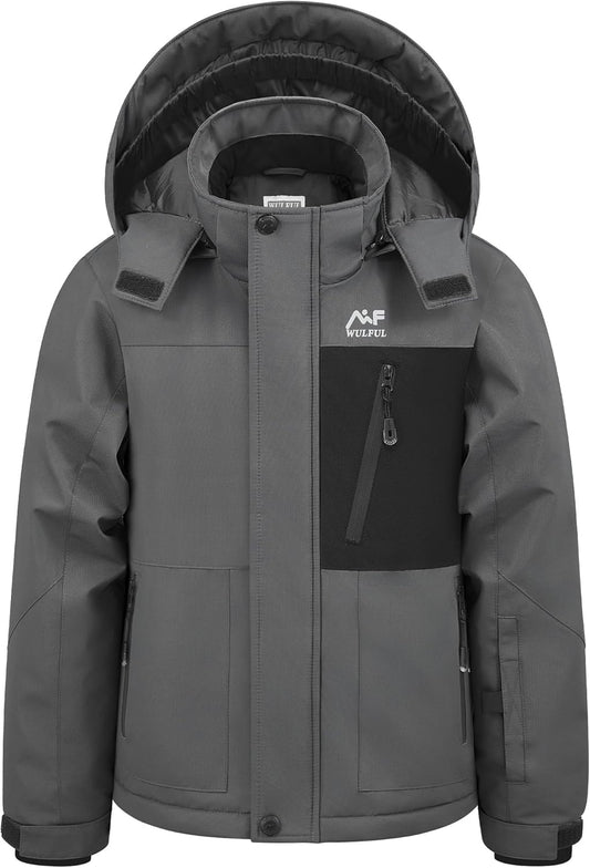 WULFUL Boy's Winter Waterproof Ski Coat for Cold Weather Fun