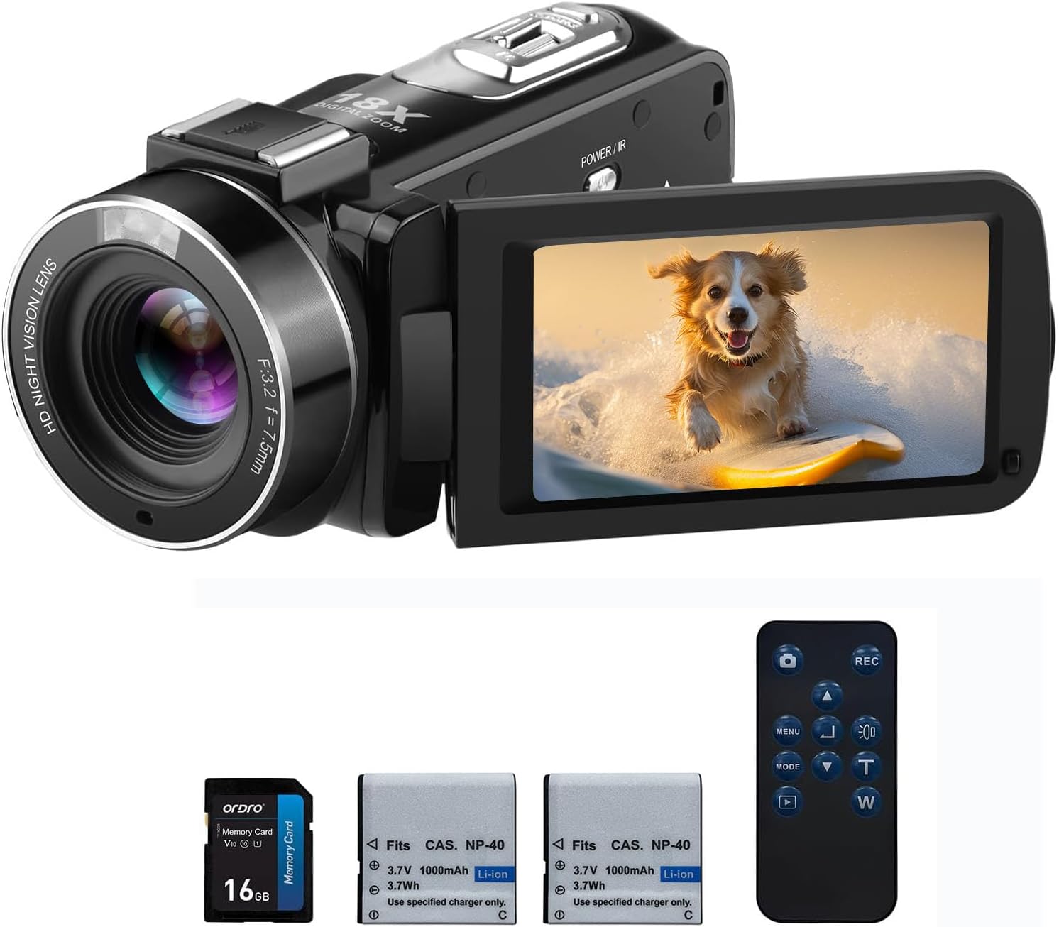 1080P Vlogging Camcorder: IR Night Vision, 3.0 Inch Screen, 18X Zoom