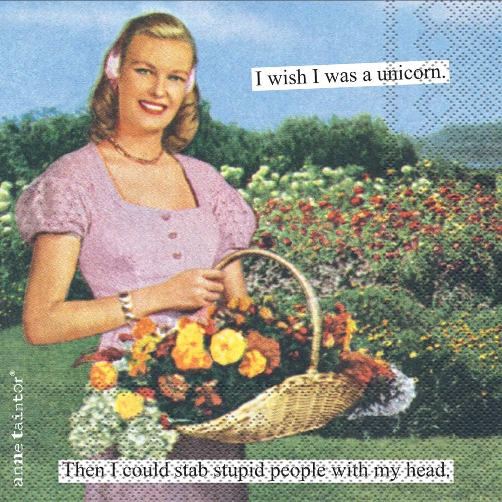 IHR Retro Cocktail Napkins 3-Ply, Unicorn Design, 20-Count