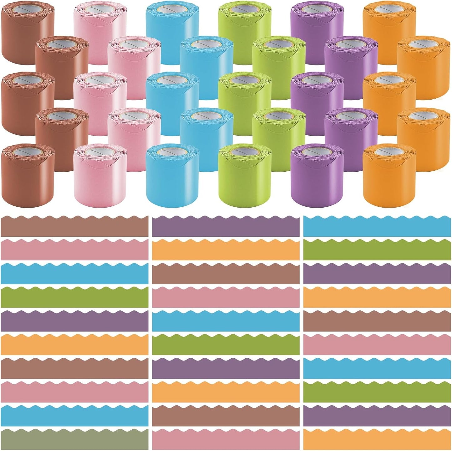30 Rolls 984 Ft Bulletin Board Borders - Boho Scalloped Trim