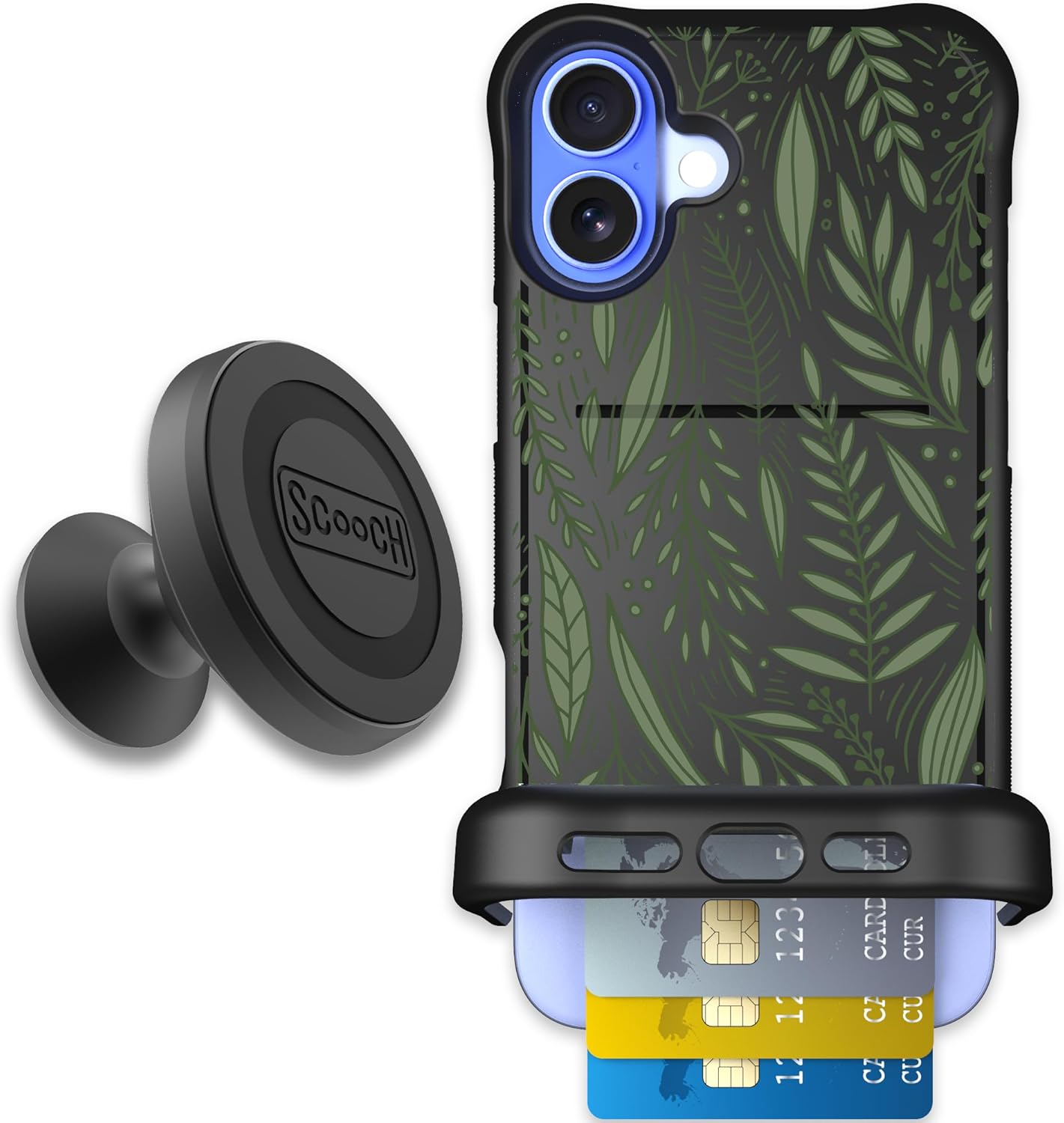 Scooch iPhone 16 Plus Case with Hidden Card Slot and Kickstand