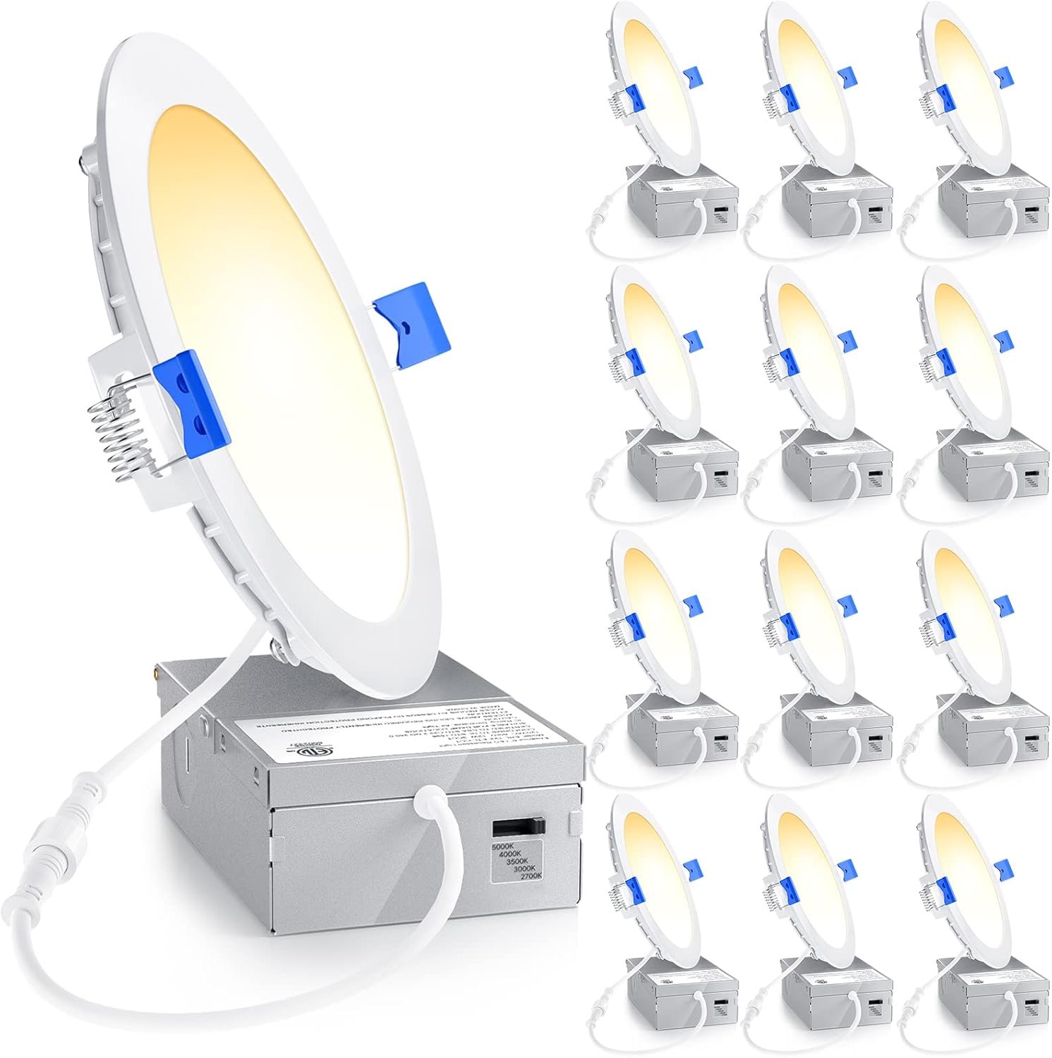 Ensenior 12 Pack 6 Inch LED Recessed Light for Bright Spaces