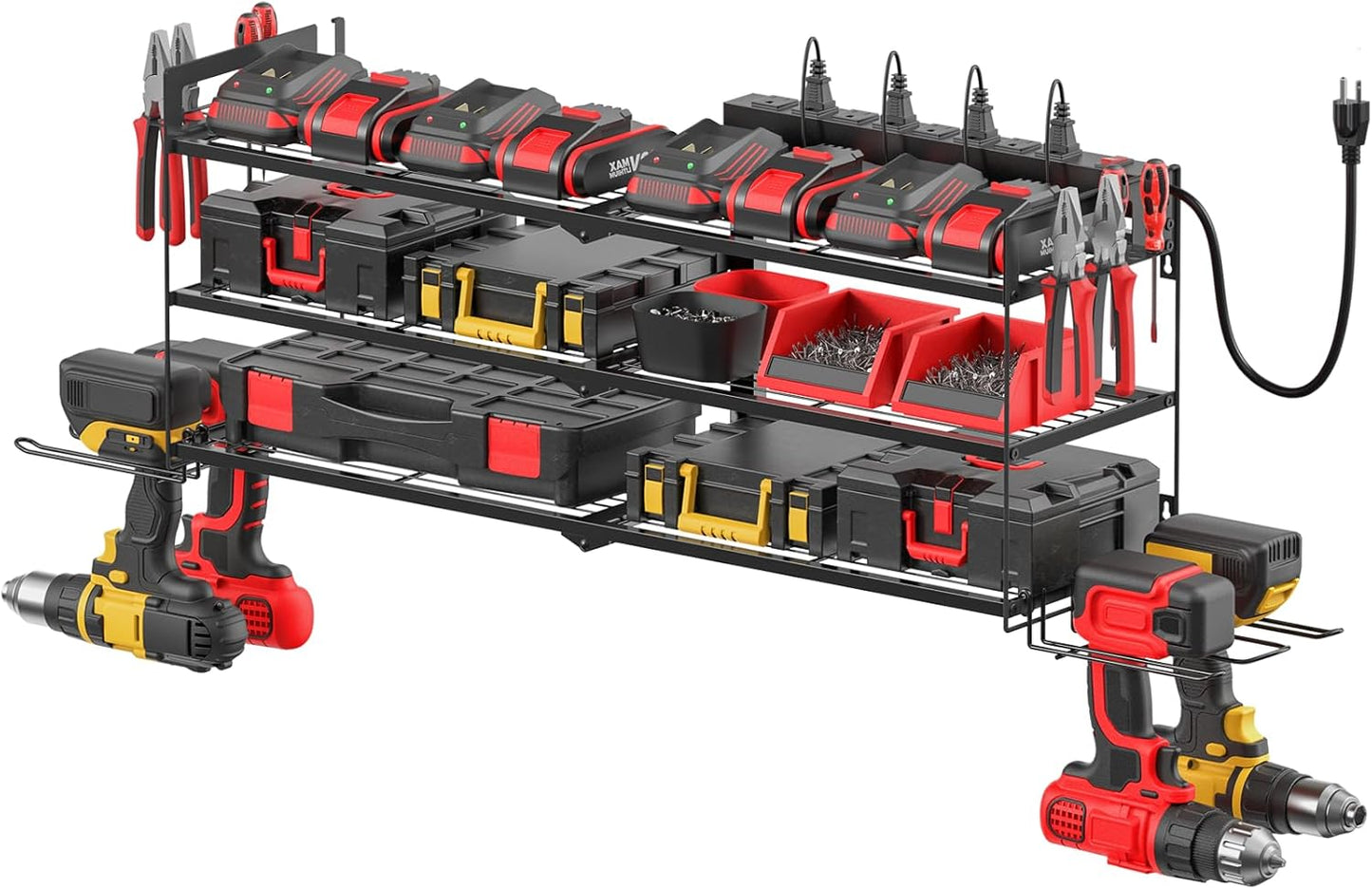 Large Garage Tools Storage with Charging Station for Efficiency