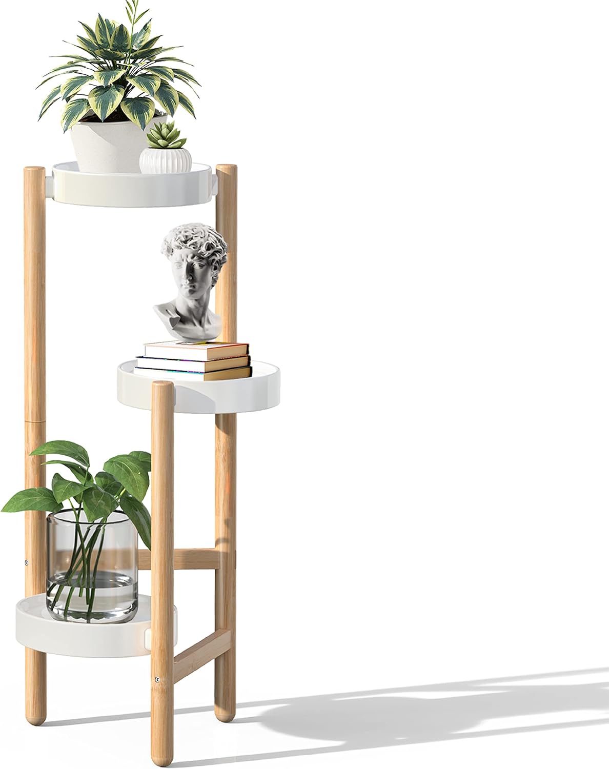 Wisuce Corner Plant Stand Indoor, 3 Tier Bamboo Display Rack