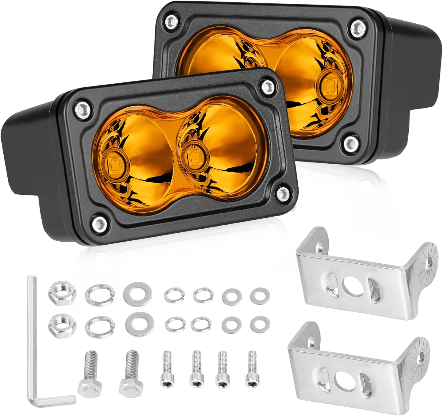 Amber LED Pods for Trucks and UTVs - 3 Inch CREE Fog Lights