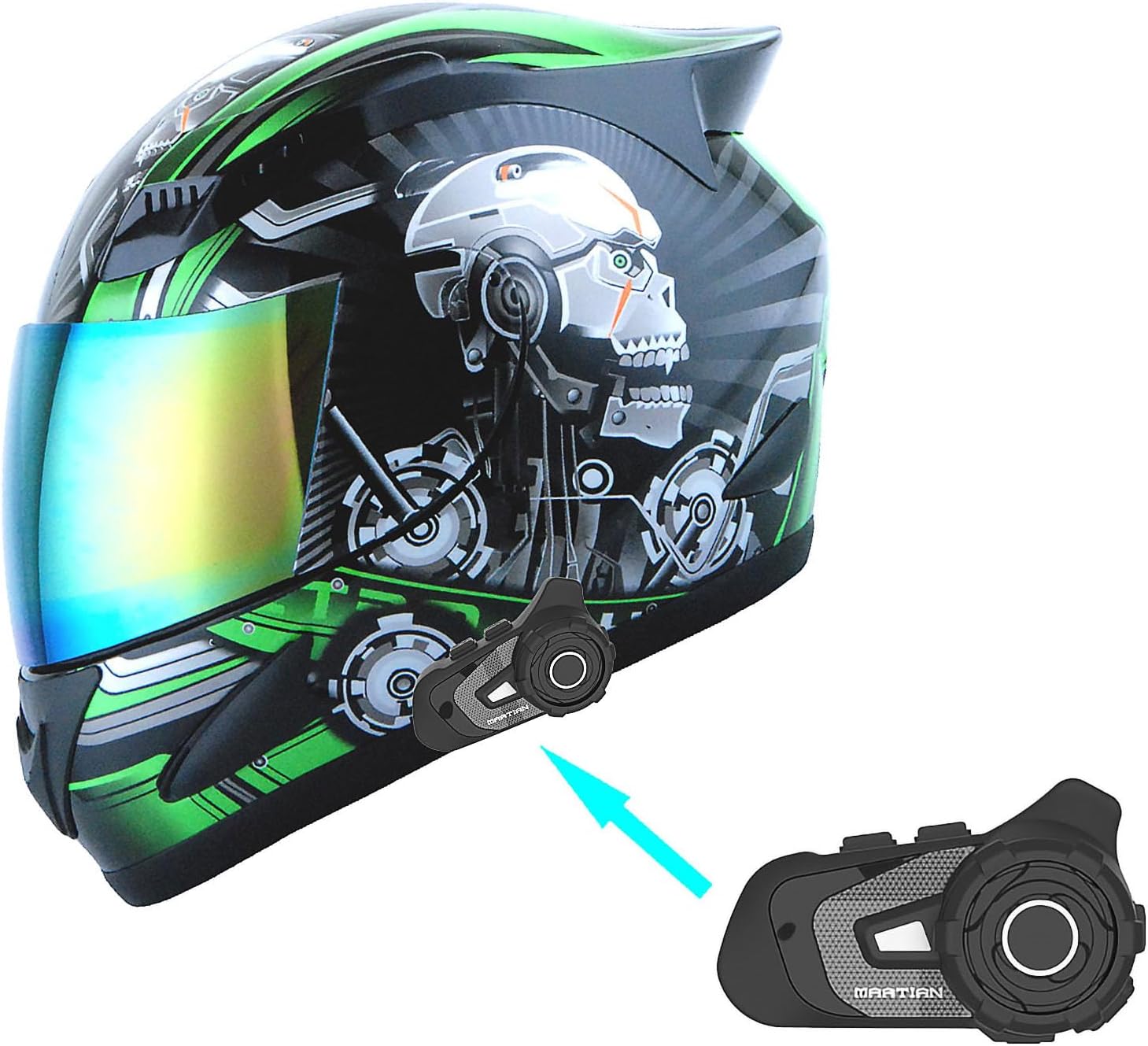 1STORM Motorcycle Full Face Helmet with Bluetooth Headset Bundle