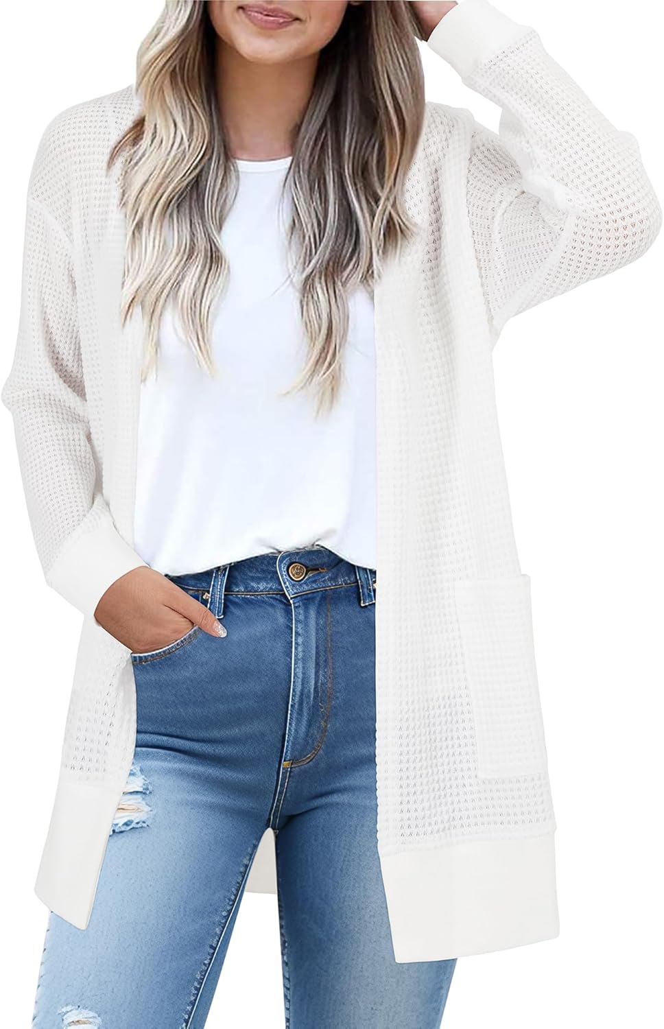 STYLEWORD Women's Lightweight Open Front Cardigan with Pockets