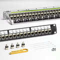 AMPCOM CAT7 Keystone Patch Panel 24-Port 1U - Shielded 10G Inline