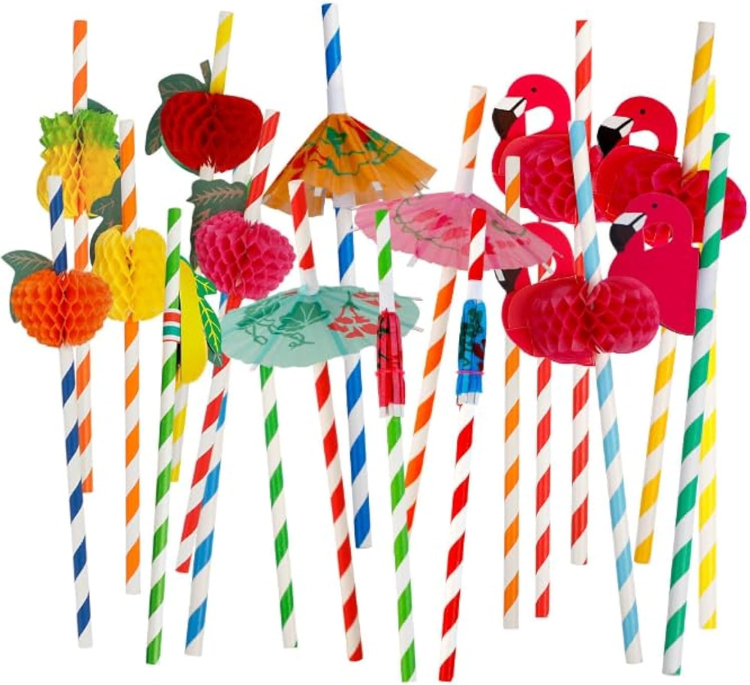 Summer Vibes: 50pcs Flamingo Fruit Paper Straws by Nenluny