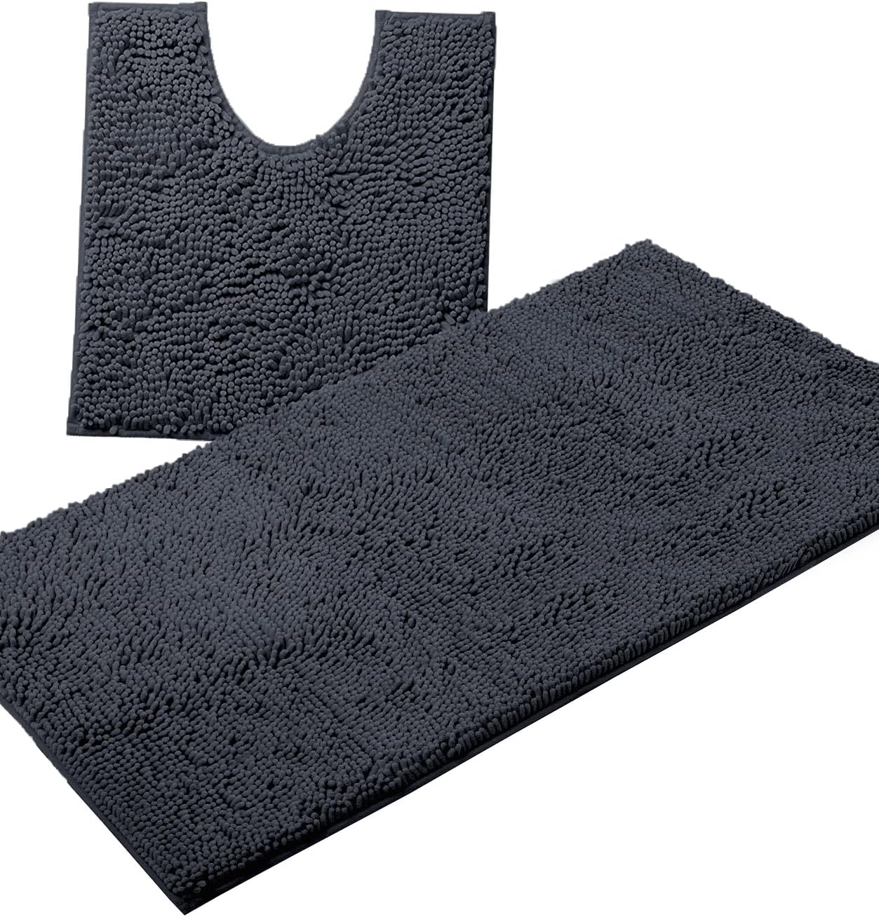 Luxury Chenille Bath Mat Set with U-Shaped Toilet Mat for Comfort
