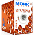 MONK CABLES Cat6 Plenum Cable 1000ft - 100% Pure Copper, DSX-8000
