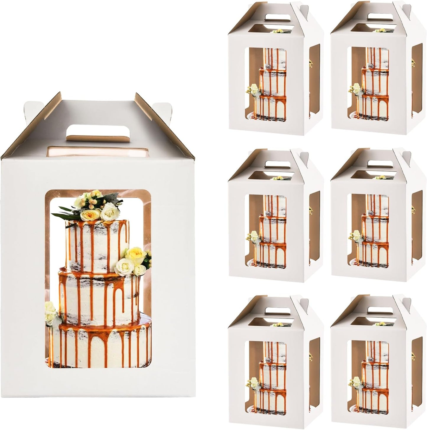 XININSUN 12in Tall Cake Boxes for Tiered Cakes - 6 Pack