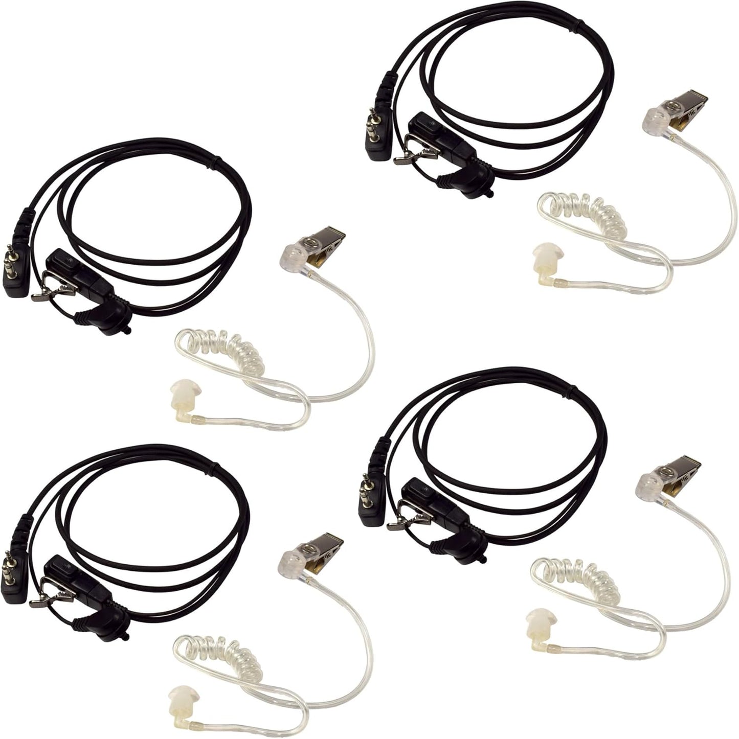 HQRP 4X 2 Pin Acoustic Tube Earpiece Headsets for ICOM
