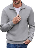 COOFANDY Men's Quarter Zip Pullover Mock Neck Corduroy Sweater - Warm