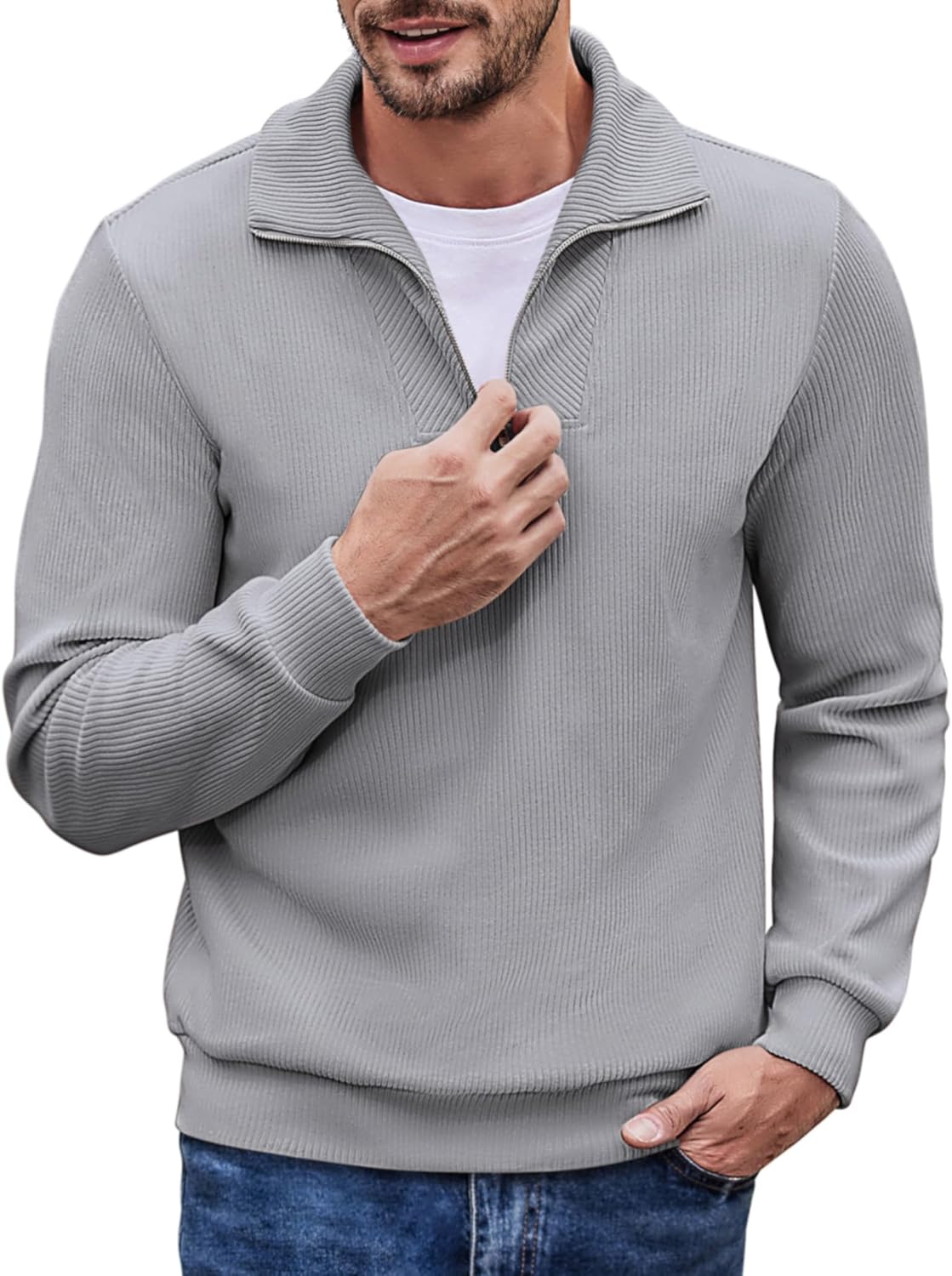 COOFANDY Men's Quarter Zip Pullover for Effortless Style