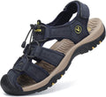 FLARUT Men's Sport Sandals Closed Toe Leather Hiking Sandals - All-Day