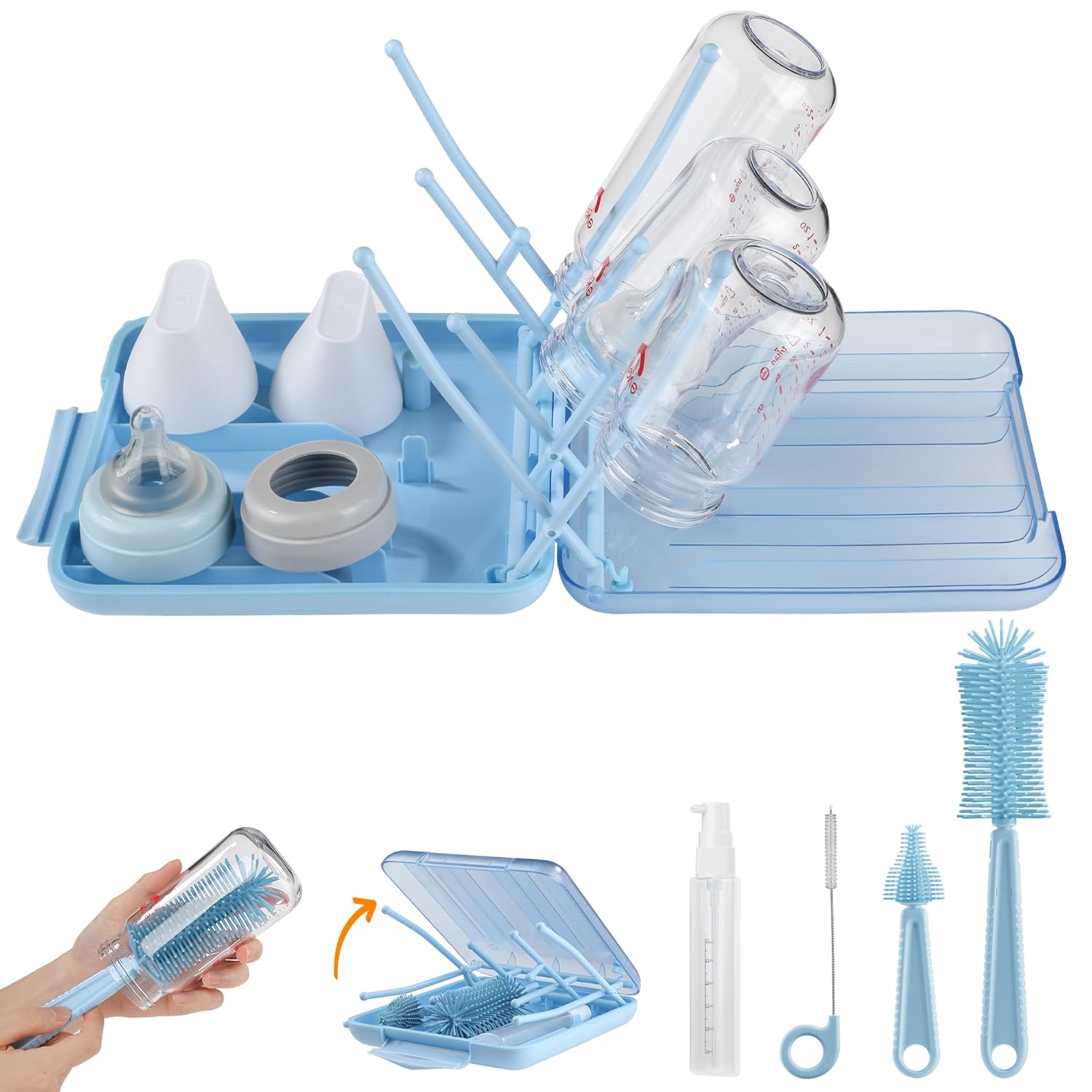 6-in-1 Baby Bottle Brush Set - Travel Essential