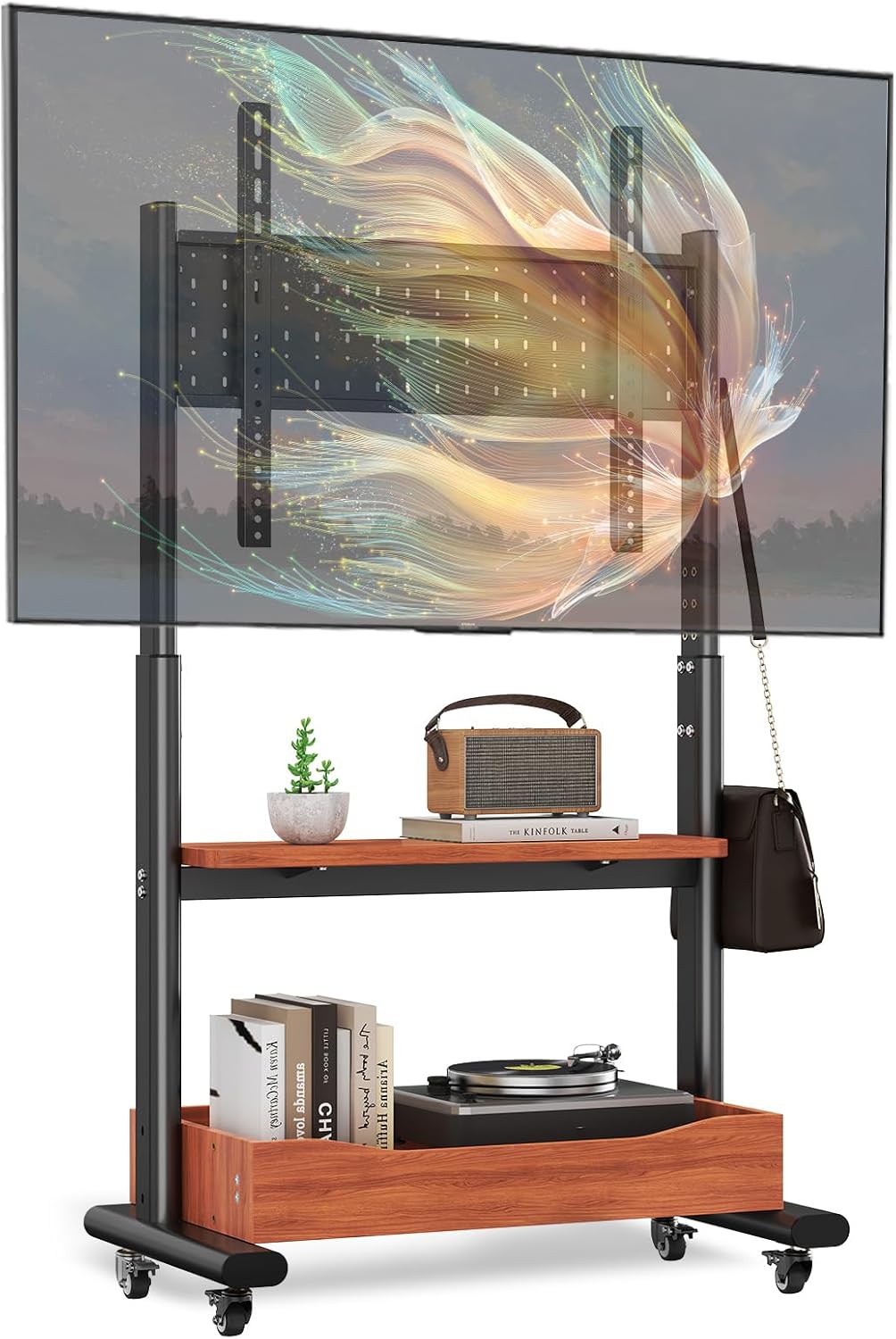 Mobile TV Cart Rolling Stand for 32-75 Inch Screens with Storage