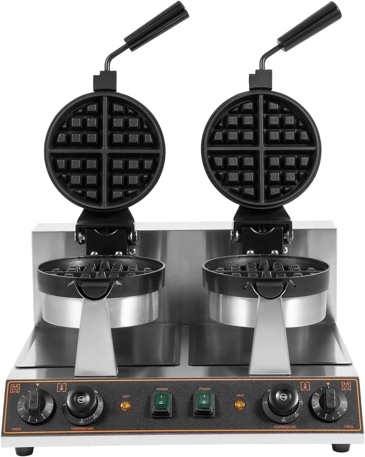 2600W Commercial Waffle Maker - Double-Head Non-Stick, Time & Temp Control