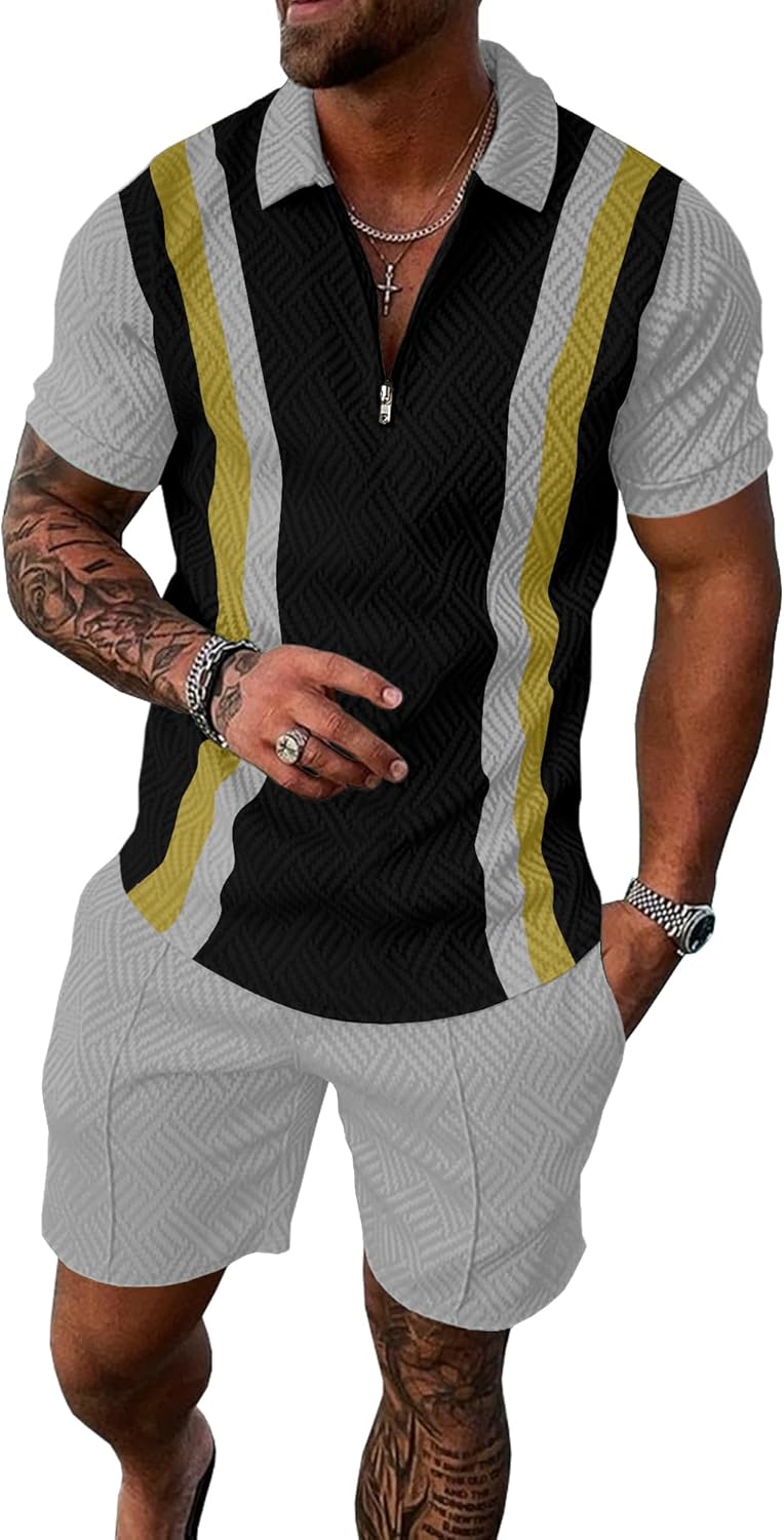 UOUA Mens Summer Track Suits Stylish 2 Piece Shorts Sets