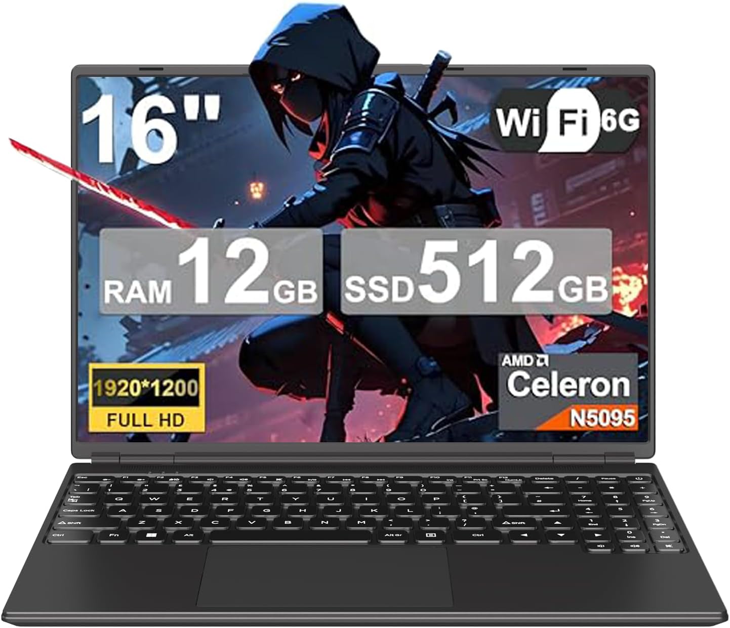 2025 16 Inch Gaming Laptop N5095 with 12GB RAM and 512GB SSD