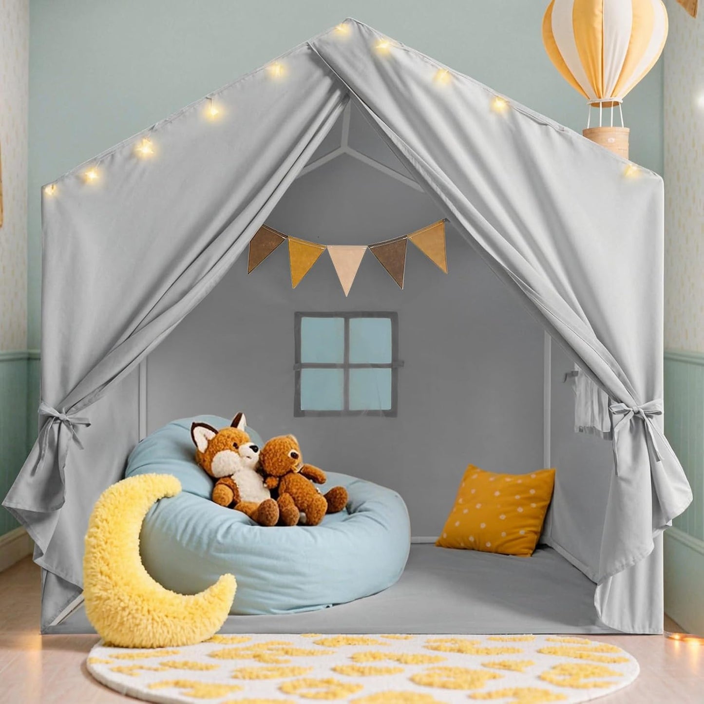 Kids Tent with Star Lights - Spacious Playhouse for Indoor Fun